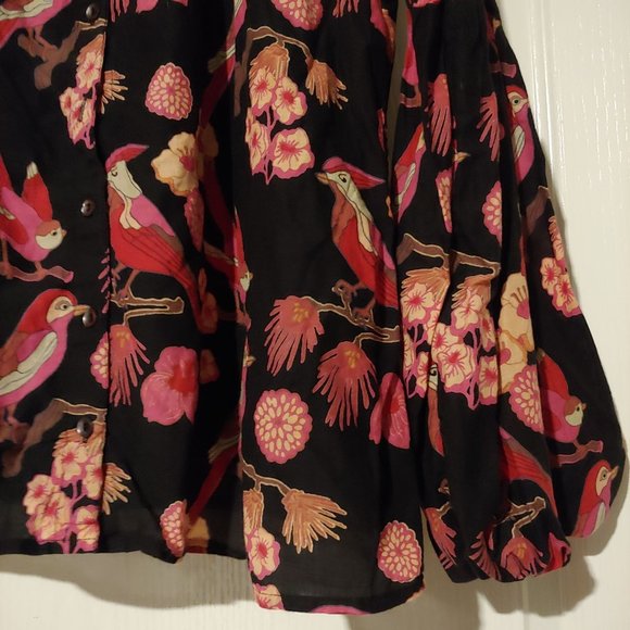 Colorful Bird Print Blouse - Picture 5 of 11